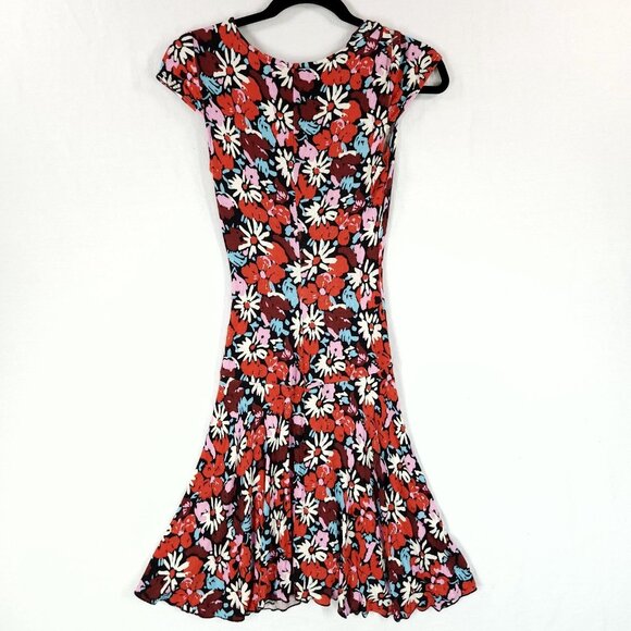 Free People Fit and Flare Dress Size XS Key to Your Heart Floral Mini Ribbed - Picture 3 of 15